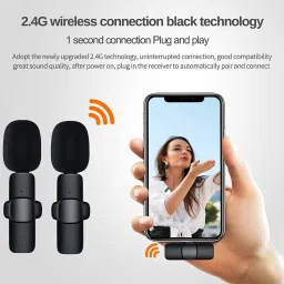 hybite Dual Wireless Lavalier Microphone Plug-Play Wireless Mic for Type C Anaroid& IOS Microphone image 2