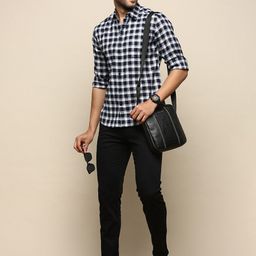 INVICTUS Sport Slim Fit Gingham Checked Twill Weave Cotton Casual Shirt-picture-18
