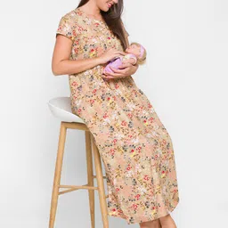 AV2 Beige Printed Maxi Nightdress-image-93