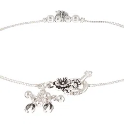 Jazz and Sizzle Set Of 2 Silver-Plated Stone-Studded & Leaf Shaped Ghungroo Anklets image 2
