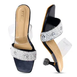 KLEXIO Embellished Open Toe Block Heels image 5