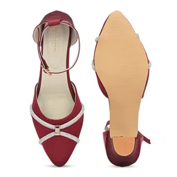 CLOG LONDON Pointed Toe Embellished Block Heels With Ankle Loop image 4