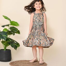 LilPicks Girls Abstract Printed Fit & Flare Cotton Midi Dress-picture-20