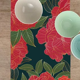 homewards Red & Green Floral Printed Rectangular Table Runners image 4
