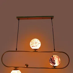MFD HOME FURNISHING 3D Doom Red Gold & White Hanging Ceiling Lamp image 5