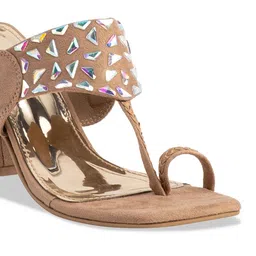 ERIDANI Embellished Open Toe Block Heels image 5