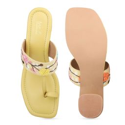 Inc 5 Floral Embroidered Open Toe Ethnic Block Heels image 5