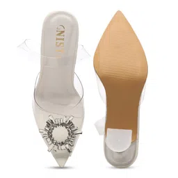 GNIST Embellished Peep Toe Party Block Heels With Backstrap image 4