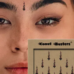 Comet Busters 12-Pcs Handmade Traditional Designer Bindi - Black & Maroon image 5