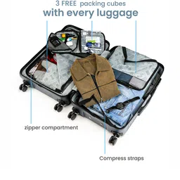 Assembly Set Of 3 Textured 360 Degree Rotation Hard-Sided Trolley Bags 40L, 60L 85L image 3