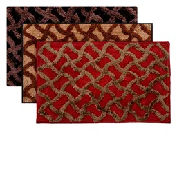 Kuber Industries Set Of 3 Velvet Anti-Slip Doormats-100