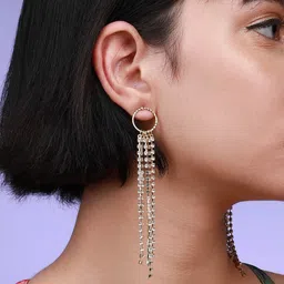 SOHI Gold-Plated Circular Drop Earrings image 5