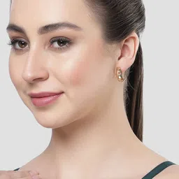 Bohey by KARATCART Gold-Plated Contemporary Half Hoop Earrings image 5