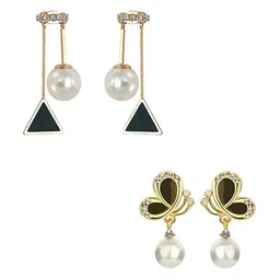 Yellow Chimes Set of 2 Contemporary Studs Earrings-6
