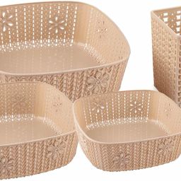 Plastic Storage Basket Box Organizer for Jars, Bottle, Fruits, Vegetable, Utensils -Set of 4 Pieces (Size - 28 X 26 X 10 cm), Plastic Fruit & Vegetable Basket-image-9