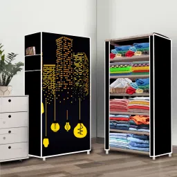 6 Shelf Premium Building Printed PP Collapsible Wardrobe-22