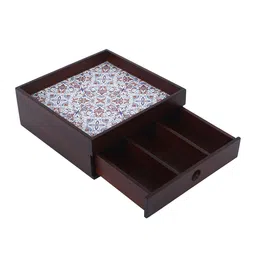 Reinvention Factory Brown Turkish Mandala Printed Organisers With A Drawer & Three Partition image 5