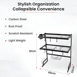 UMAI Black Rust-Resistant Kitchen Multi-Utility Organiser image 4