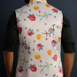 Lightpole Printed Mandarin Collar Nehru Jacket image 3