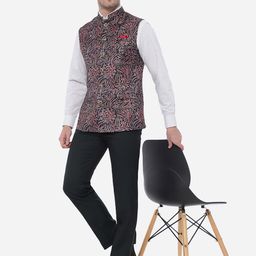 JB STUDIO Men Printed Pure Wool Nehru Jacket image 2