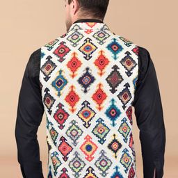 PRINTCULTR Geometric Printed Nehru Jackets image 4