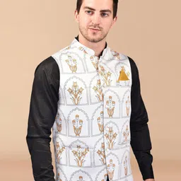 PRINTCULTR Printed Nehru Jacket image 4
