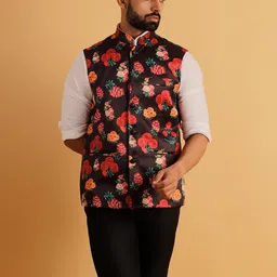 Lightpole Printed Mandarin Collar Nehru Jacket image 2