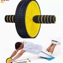 A58 Double Wheel Ab Roller Training with Mat Ab Exerciser Yellow (pack of 1) Ab Exerciser-16