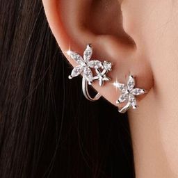 Designs & You Silver Plated American Diamond Studded Star Shaped Earcuffs image 2