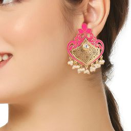 OOMPH Floral Meenakari & Kundan Chandbalis image 4