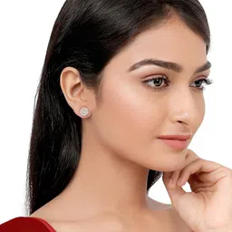 ZINU Rose Gold-Plated Cubic Zirconia Studded Circular Studs Earrings image 5