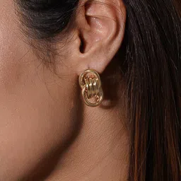 JOKER & WITCH Women Gold-Toned Set of 5 Contemporary Studs Earrings image 3