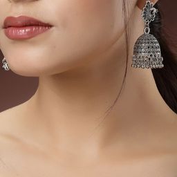 NVR Silver-Plated Oxidised Dome Shaped Jhumkas-79
