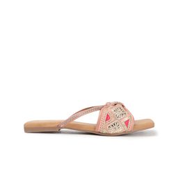Anouk Peach-Coloured Embellished Open Toe Flats image 2