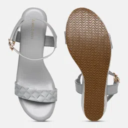 Marc Loire Printed Open Toe Wedge Heels With Buckles image 3