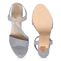 Picktoes Grey Block Peep Toes with Buckles image 3