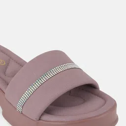 Mast & Harbour Mauve Embellished Open Toe Block Heels image 4