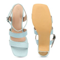 ICONICS Textured Two Strap Block Heels With Buckle Closure image 4
