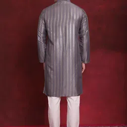 Anouk Striped Regular Cotton Kurta With Pyjamas image 5