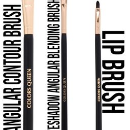 Colors Queen Set Of 3 Makeup Brushes- Eyeshadow Angular Blending+ Lip Brush+ Angular Brush image 3