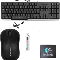 Mophonics Wired K20 Keyboard, Mouse, Mouse Pad & Cable Protector .(Set of 4). Combo Set-image-76