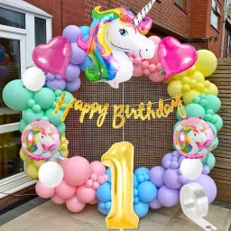 Solid Unicorn theme 1st birthday decoration Kit for kids for 1 Year Balloon-image-11