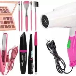 Makeup combo kajal + Eyeshadow + Straightener + Dryer+ makeup brush with 3in1 mascara-image-33