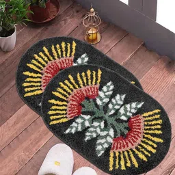FABINALIV Set of 2 Abstract Floral Printed Anti Skid Door Mats-20