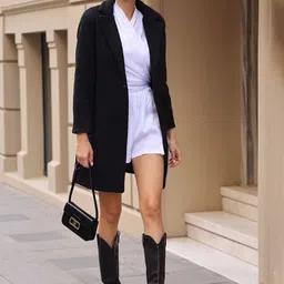 BIGDART Solid Single-Breasted Overcoat image 2