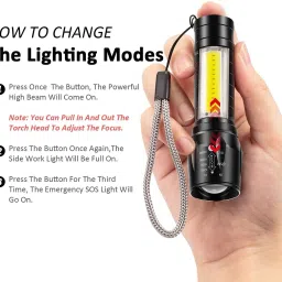 akr USB Rechargeable Mini Pocket Torch Light With Focus Light 5 hrs Torch Emergency Light image 5