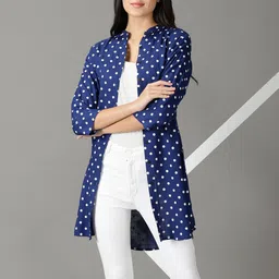 SHOWOFF Women Blue Printed Casual Shirt-picture-29
