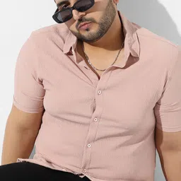 Instafab Plus Plus Size Textured Spread Collar Casual Shirt-picture-4