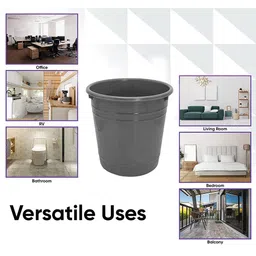 Kuber Industries Grey Set Of 2 Portable Open Dustbins 5 L Each image 5
