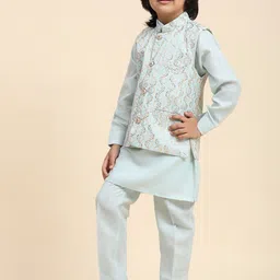 Pro-Ethic STYLE DEVELOPER Boys Regular Cotton Kurta with Pyjamas With Nehru jacket image 4